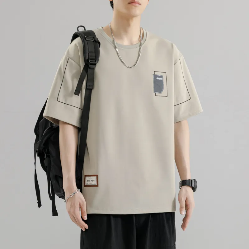 Hommes T-shirts à manches courtes lettre graphique imprimé mode demi manches T-shirts hommes vêtements t-shirt décontracté homme été coréen rétro