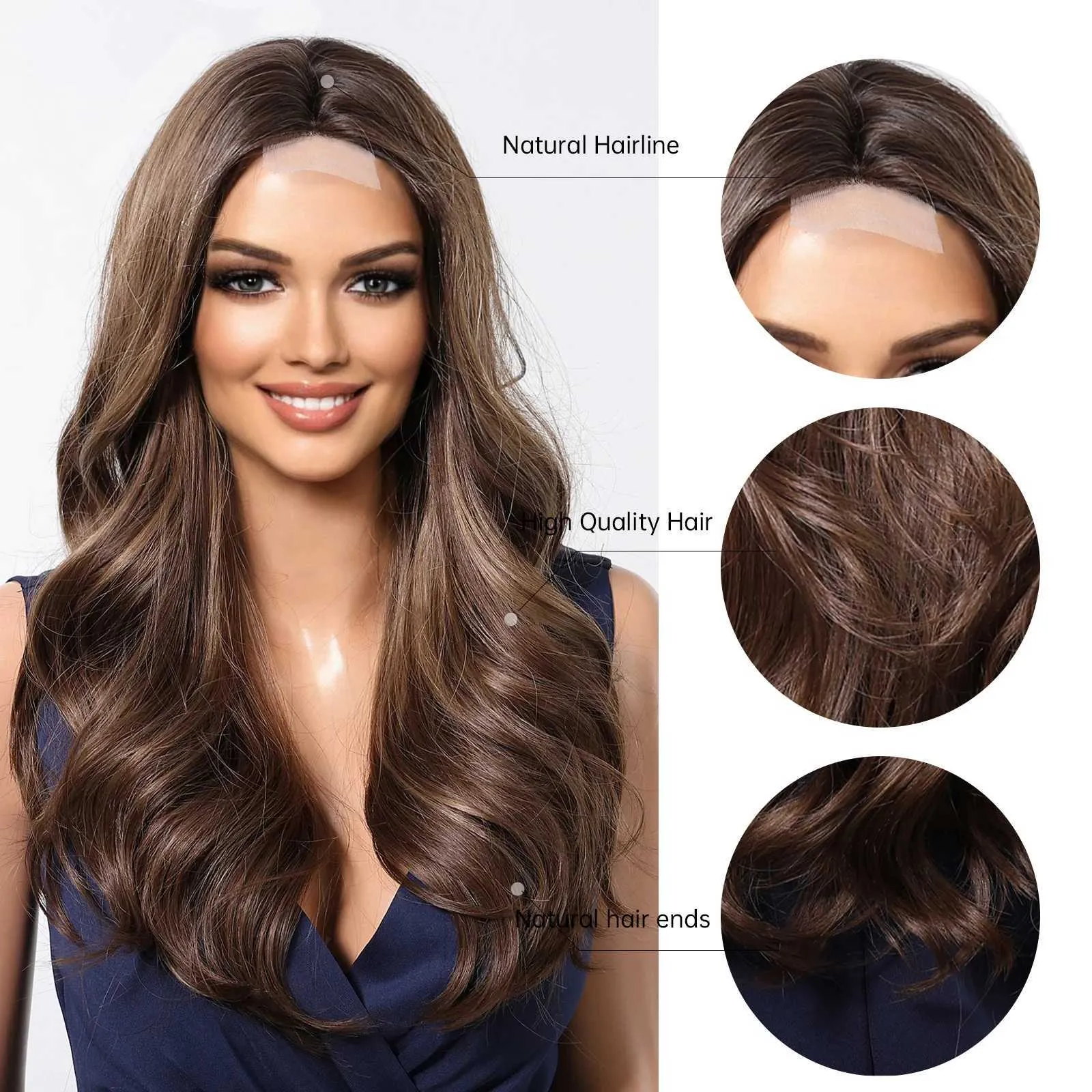 Chocolate Brown Wavy Wig with Lace Front - Natural Looking 