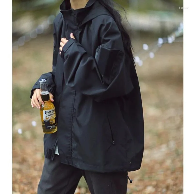 Womens Jackets Harajuku Style Japanese Oversize Black Windbreaker From Baonuan 22.69 DHgate.Com