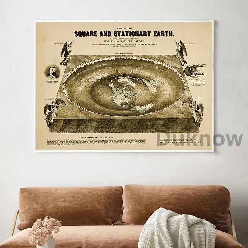 Carte de la Terre plate de 1892 - nouvelle carte standard du monde d'Alexander Gleason - impression d'affiche de carte d'art mural - France