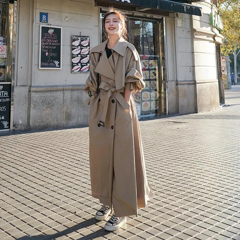 Oversized Trench Coat: Womens Long Windbreaker, Double