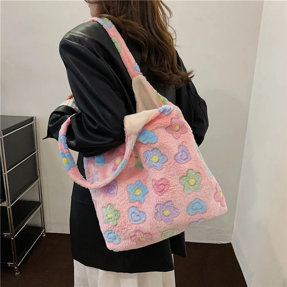 Fluffy flower shoulder bag sale