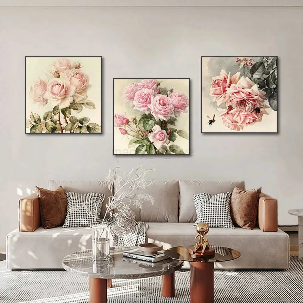 Pink Rose Canvas Art: Modern Flower Wall Decor Prints - Best Seller ...