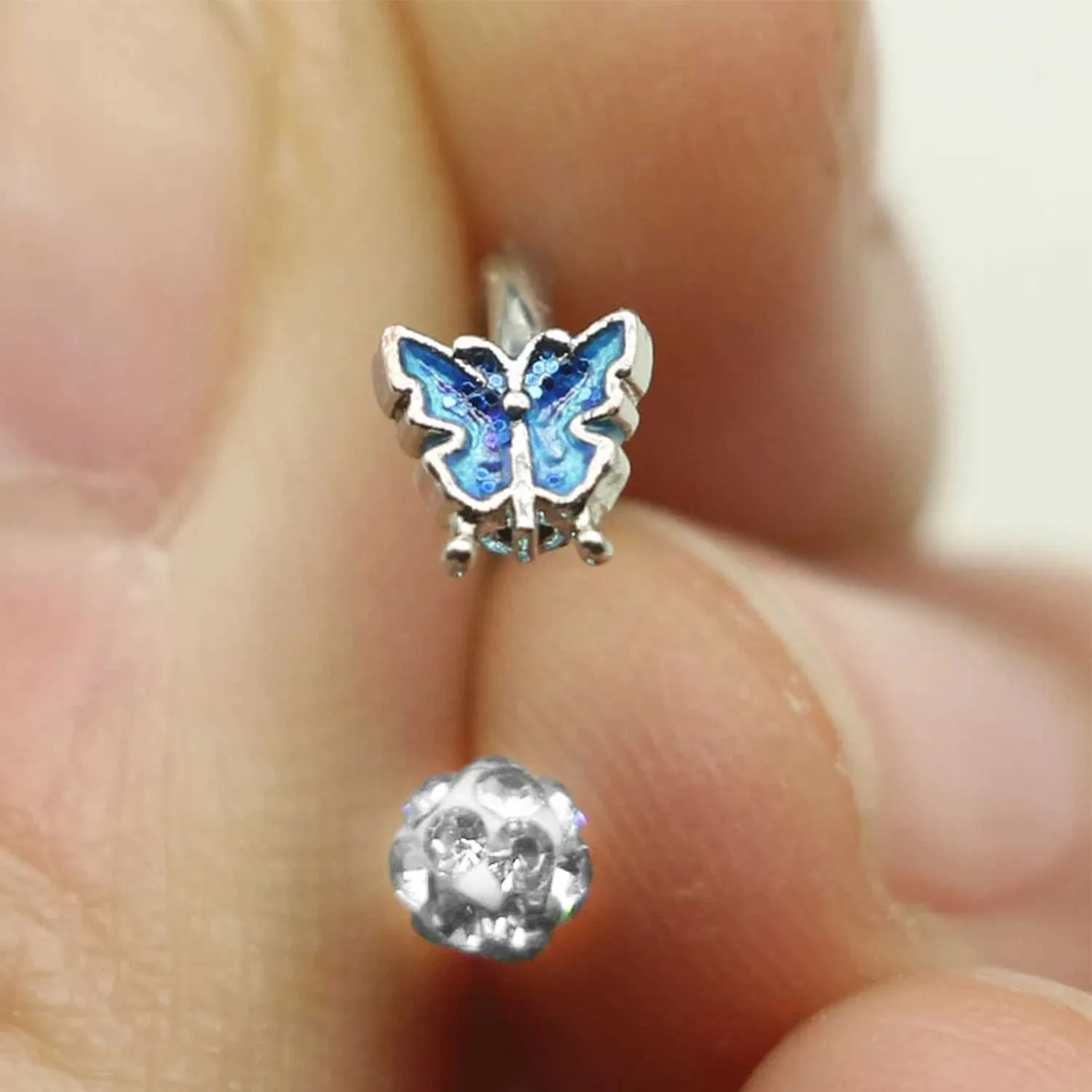 Butterfly Star Lip Ring: Stainless Steel Piercing Jewelry for Edgy