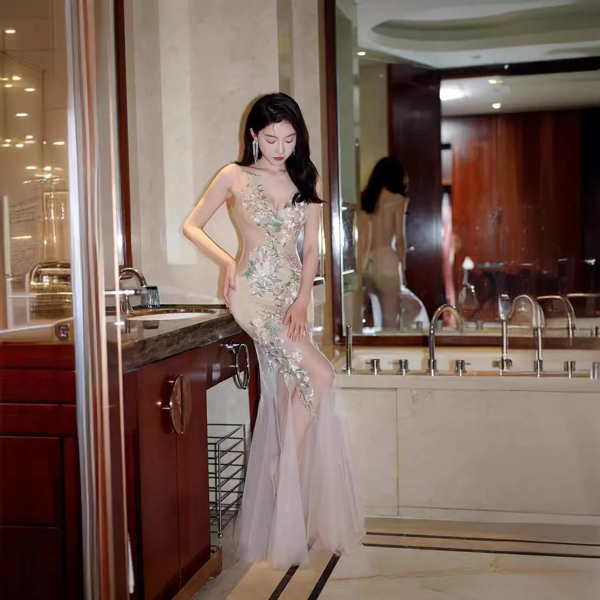 chinese dress ladies Look of Love Maxi Slip Dress Rust / S