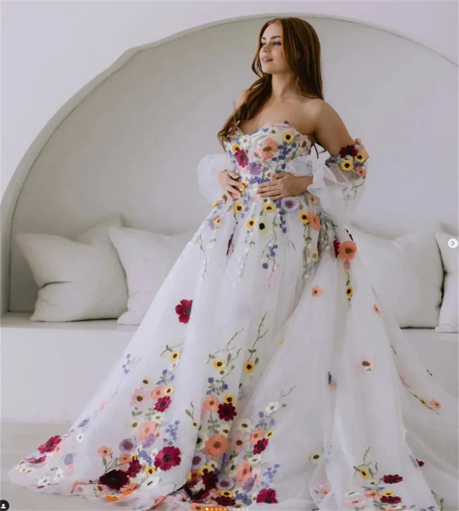 boho 3/4 sleeve wedding dress 3/4 Sleeves Lace Top Long Chiffon Beach Wedding Dresses Ivory Country Bridal Dress AWD1264