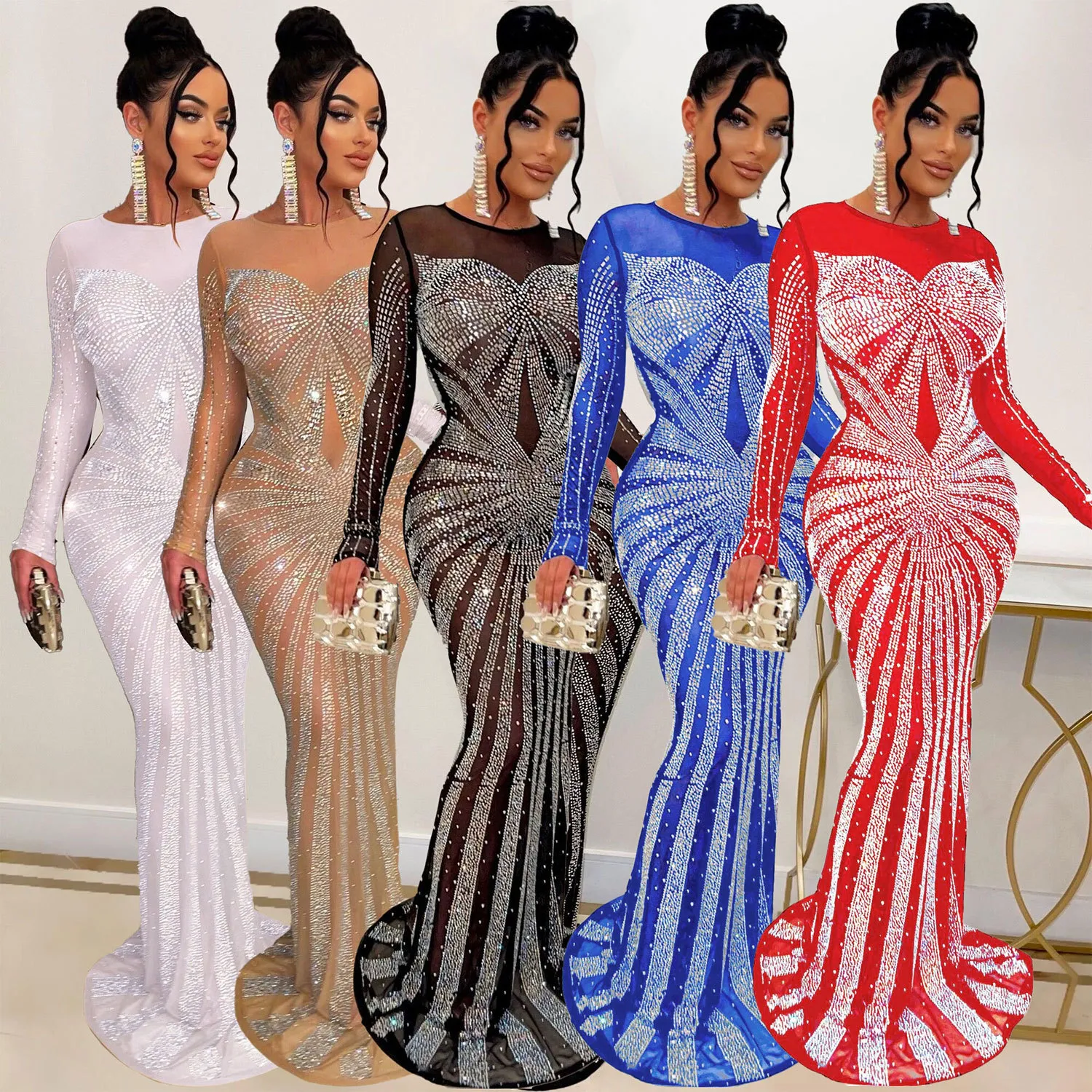 Sexy Hot Pink Diamond Floor Length Maxi Dress with V-Neck and Sleeveless  Design from Dhgate Urban Sexy Dresses - price 63.43