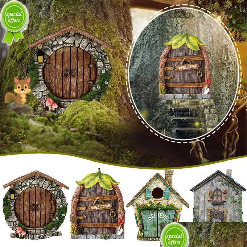 BrownArchway Mini Fairy Garden Door For Tree, 3D Miniature Fairy Door
