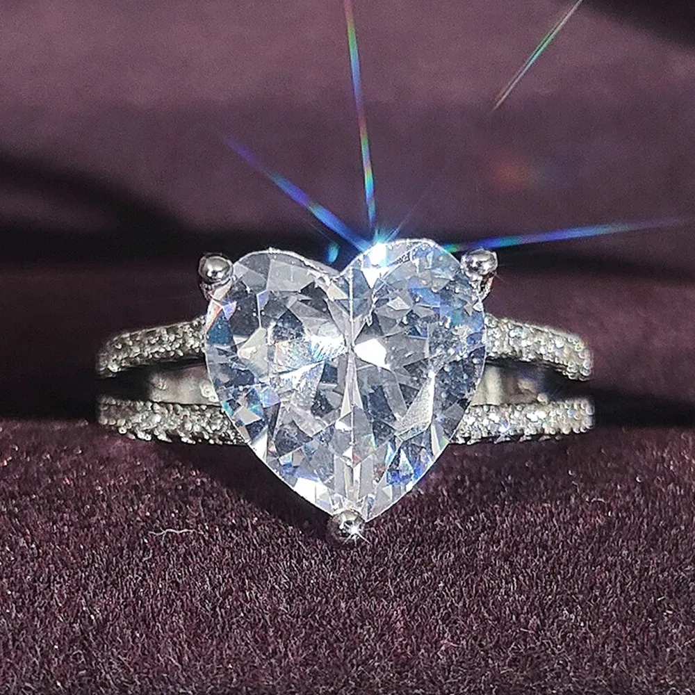 Designer Classic Heart Crystal Diamond Ring High Quality Inlay Zircon Rings Woman Wedding Copper Jewelry Accessories_voghion.com