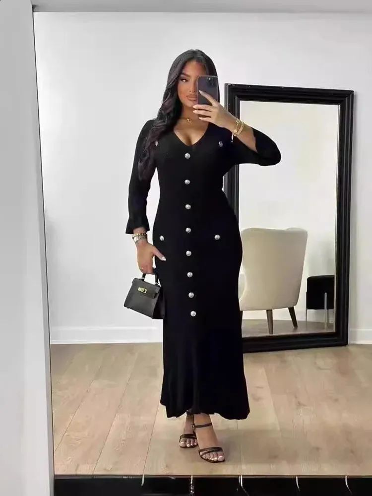 Vintage Knitted Flare Sleeve Long Dress - Elegant V-Neck Bodycon, Perfect  for Autumn & Winter - Shop Now! from Dhgate Basic & Casual Dresses - price  59.38