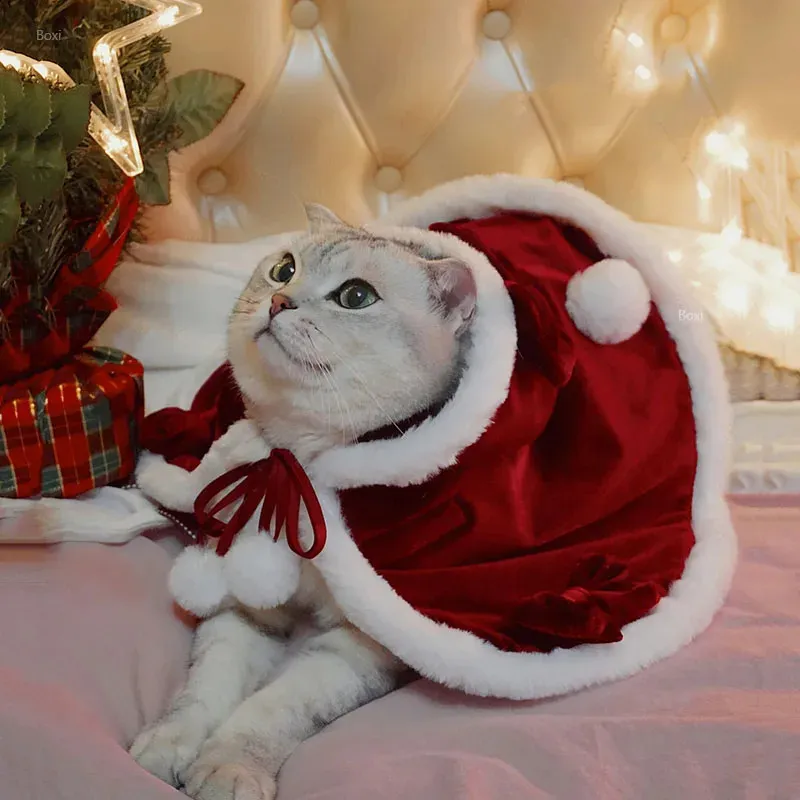 cat christmas dresses Cat Reindeer Costume with Christmas Cloak