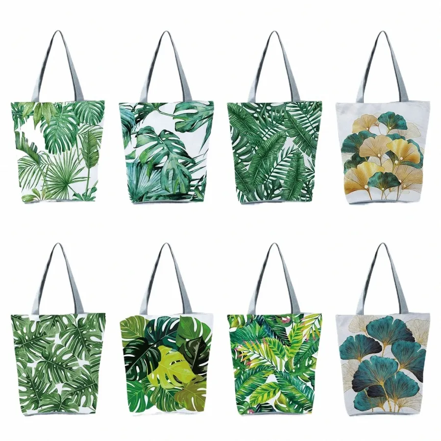 DHgate.com:Green Leaf Tote Bag - Foldable Reusable Beach Bag