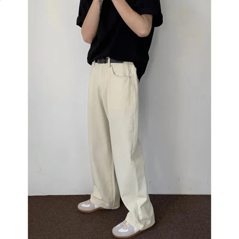 Baggy Jeans For Men: Casual Ultra Wide Leg Beige Denim Trousers