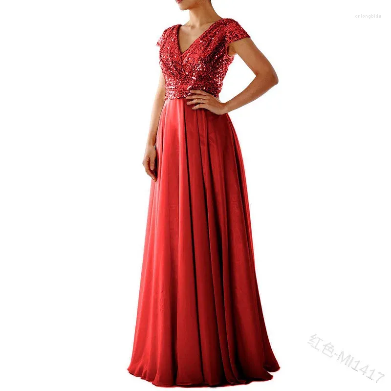 Elegant Long Evening Dress: Classic V-Neck Sequin Chiffon Gown - Sleeveless  Formal Party Dress for Women - Shop Now! from Dhgate Urban Sexy Dresses -  price 65.56