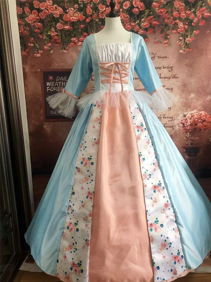 Elegant Sky Blue Victorian Prom Dress Lace-Up Back Square Neck Half Sleeve Ball  Gown with Sweep Train from Dhgate Prom Dresses - price 151.05