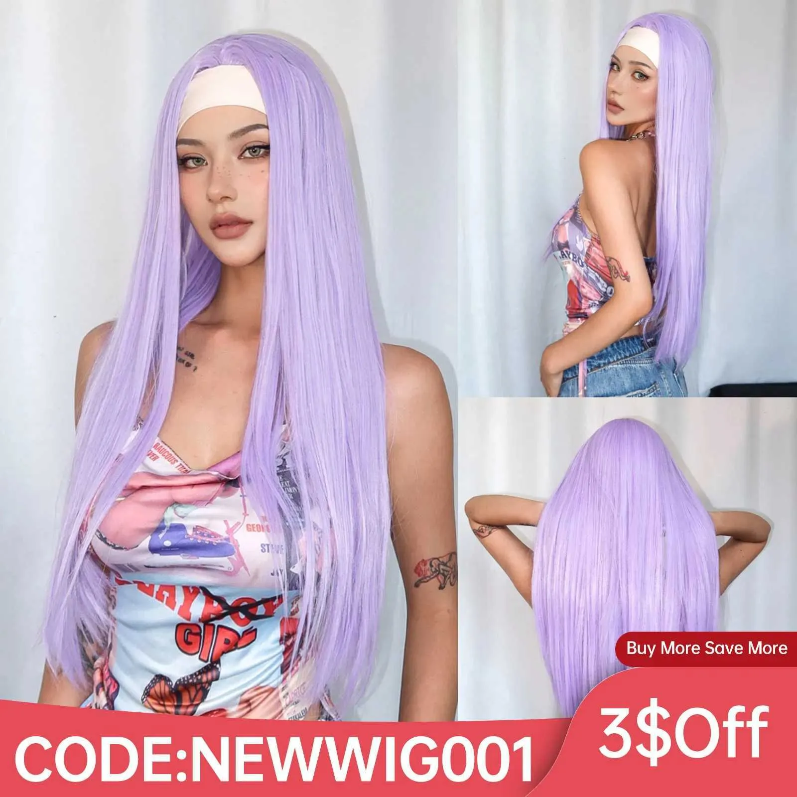 Romantic Purple Lolita Wig Long Straight Synthetic Hair with