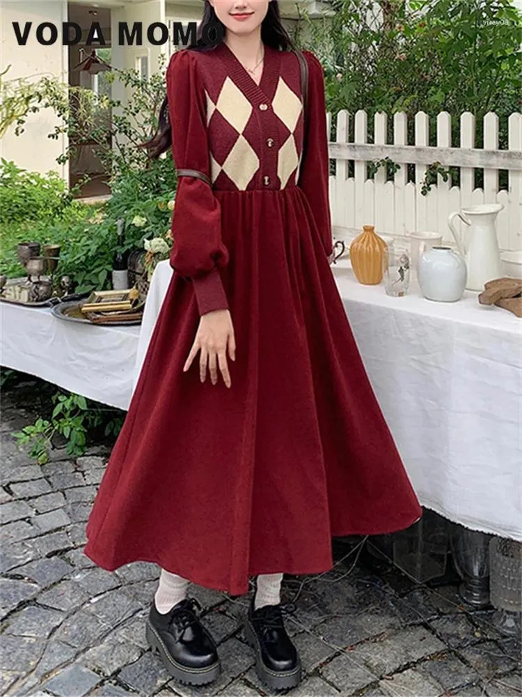 Vintage Korean Fashion Knitted Long Sweater Dress For Women Versatile V Neck Casual Clothing For Spring And Autumn With Long Sleeves From Vikey08 26.91 DHgate.Com