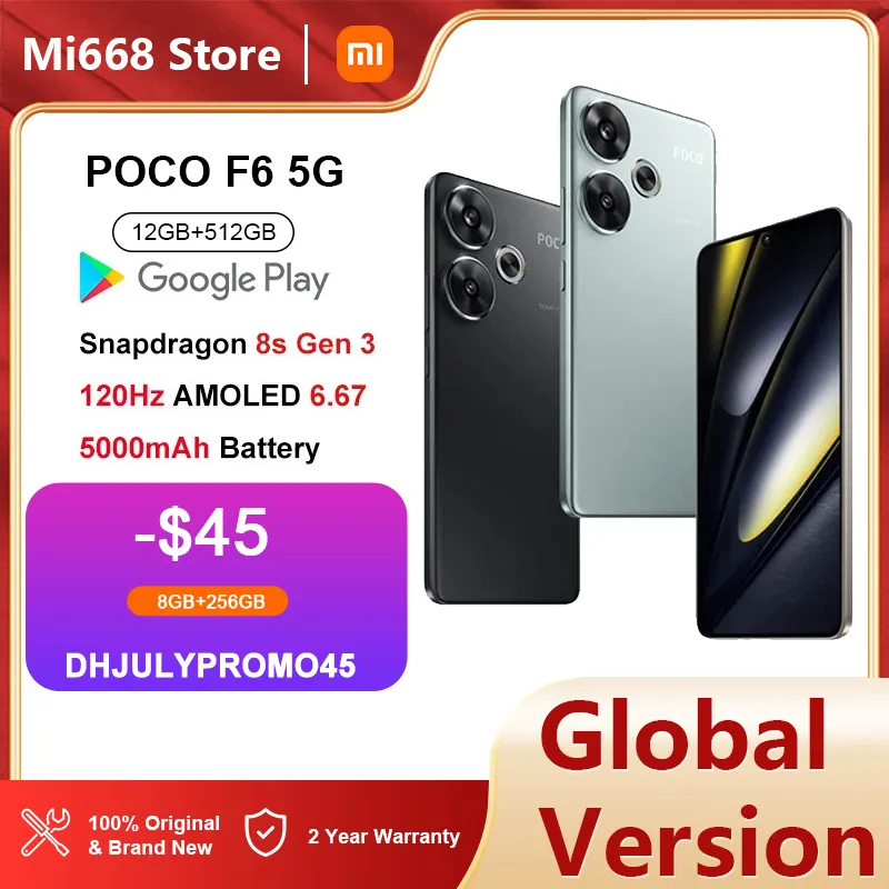Global Version Xiaomi POCO F6 256GB/512GB Snapdragon8s Gen 3 1.5K 