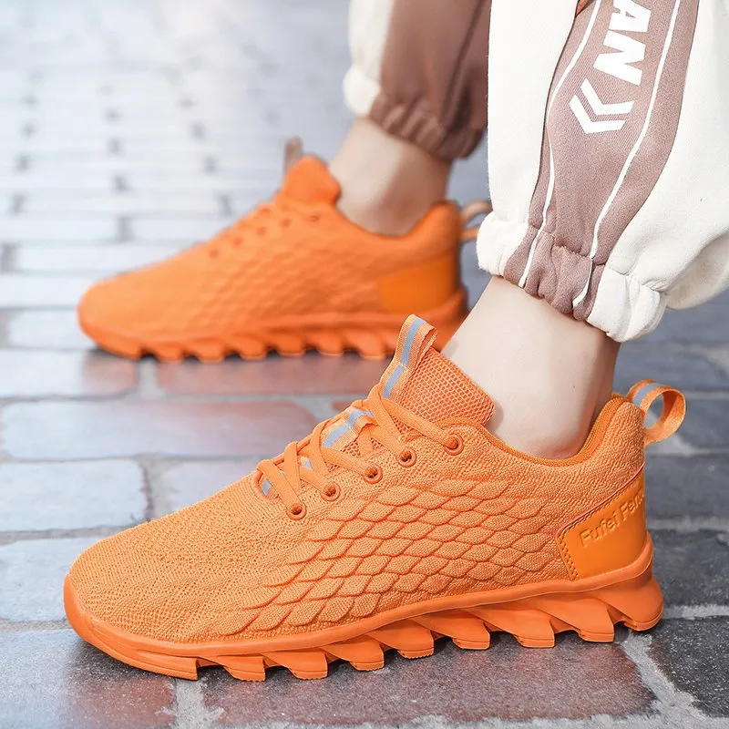 Orange Mens Running Shoes Lightweight Knit Breathable Lace  display picture 3
