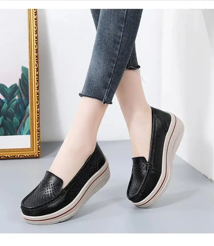 Wholesale Womens Leather Wedge Womens Wedge Dress Shoes Non Slip Thick Sole Hollow Design For Spring And Autumn Big Sizes Available Nude At Only 19.91 DHgate.Com