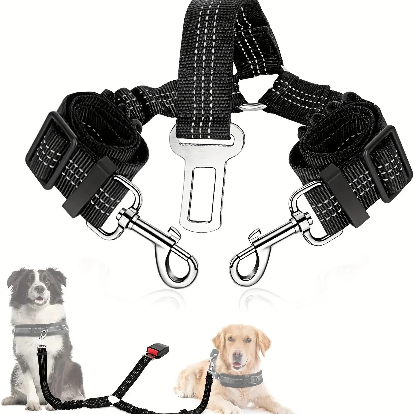 Solid Anti-shock Two-in-one Dog Harness Leash Pet Car Seat Belt With Clip Backseat