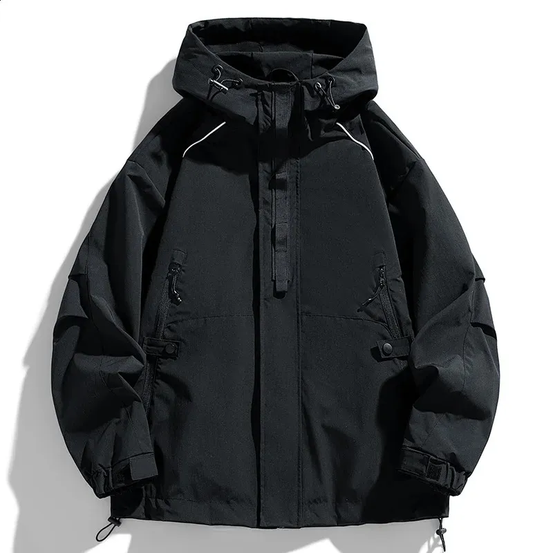Black Windbreaker Jacket for Men - Waterproof & Windproof, Spring/Autumn Zip-Up, Streetwear Bomber, Oversized 3XL/4XL Black Windbreaker Jacket for Men - Waterproof & Windproof, Spring/Autumn Zip-Up, Streetwear Bomber, Oversized 3XL/4XL