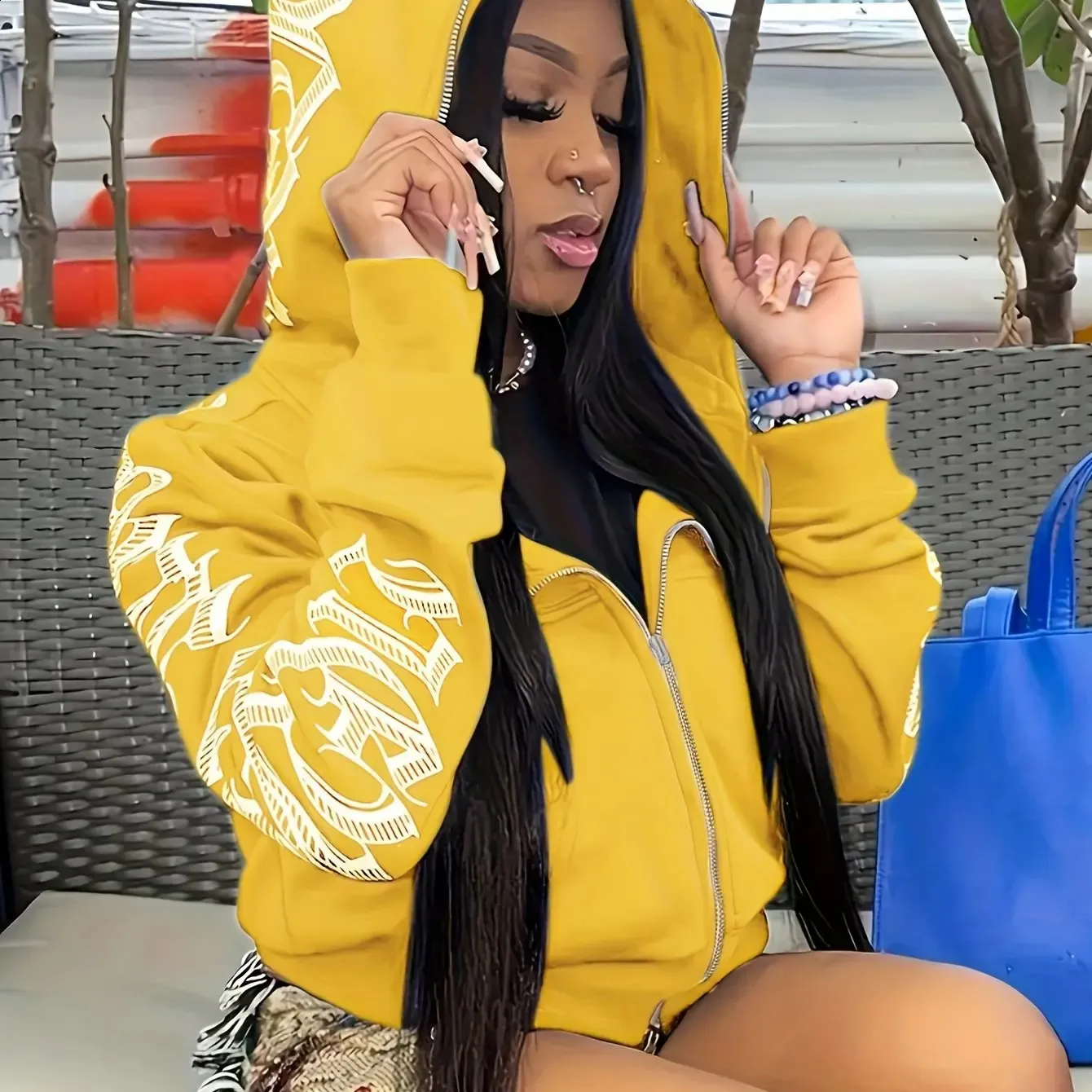 トップス y3k cyber print parker Y2K Clothing | Y2K Cyber