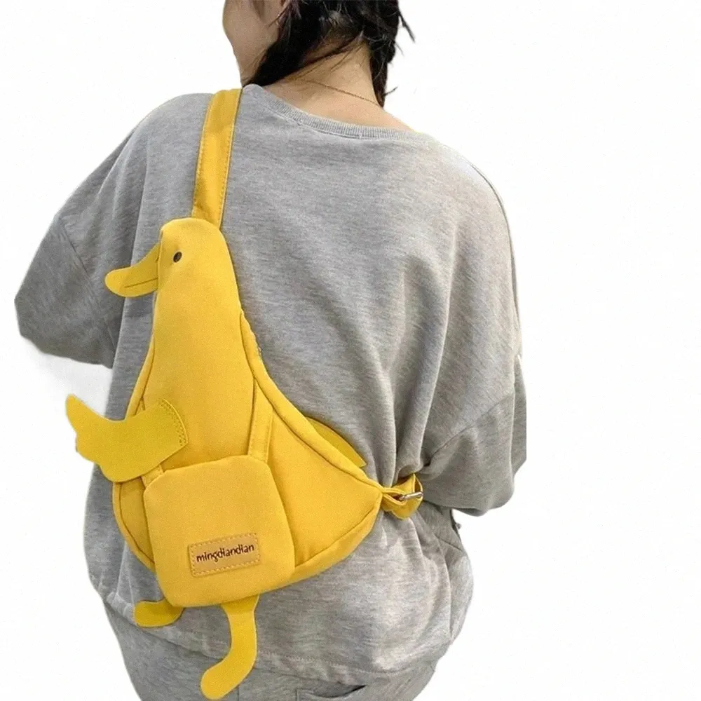 Funny Duck Crossbody Bag - Cute Canvas Messenger Bag, Korean