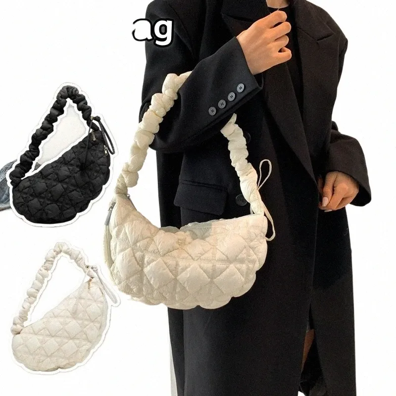 Korean Bubble Pleated Feather Cloud Shoulder Bag with Large