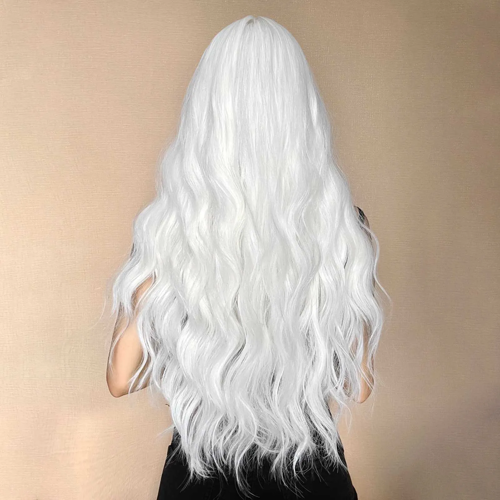 thumbnail image 2 of 24" Long Wavy Synthetic Wig – Blonde Ombré – Women’s Cosplay & Daily Wear – Free Part 2 of 6