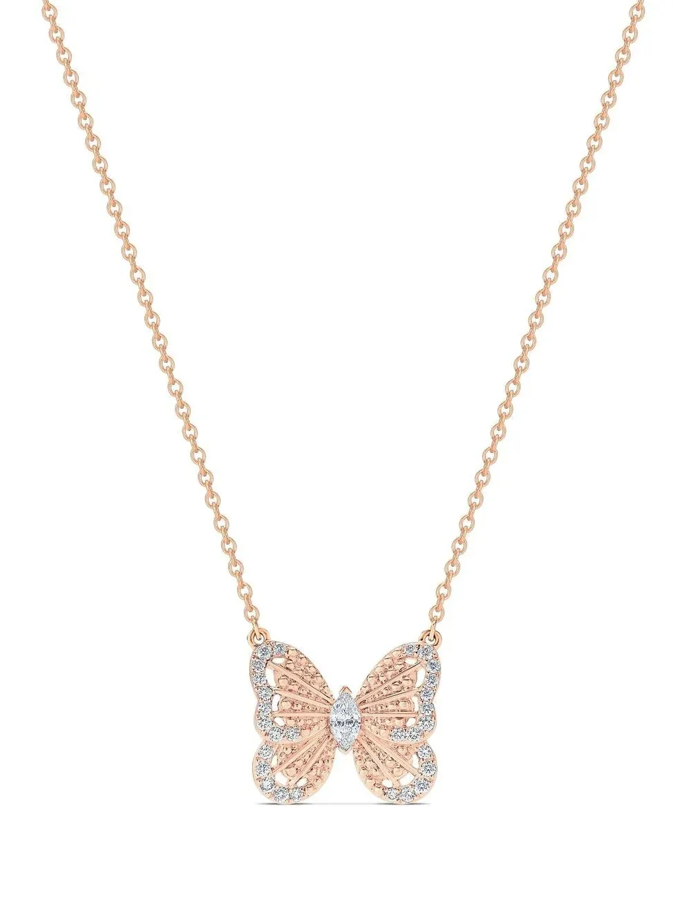 Butterfly Diamond Pendant Necklace: Nature-Inspired Fine Jewelry, Copper K  Gold Plated, Designer Valentines Gift for Women with Gift Box