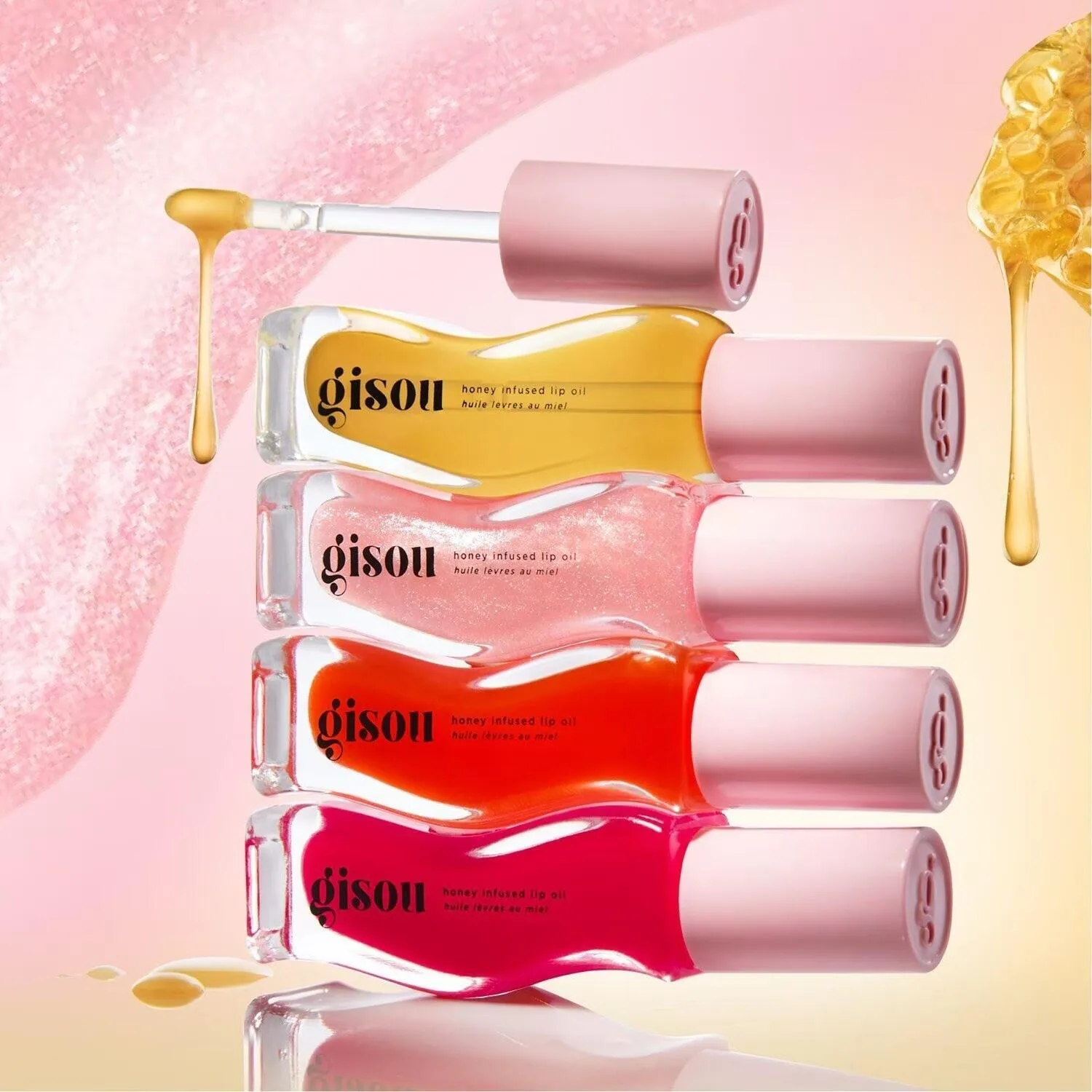 Gisou Honey注入リップオイル9ml 唇の光沢、保湿、水分補給、自然、5色