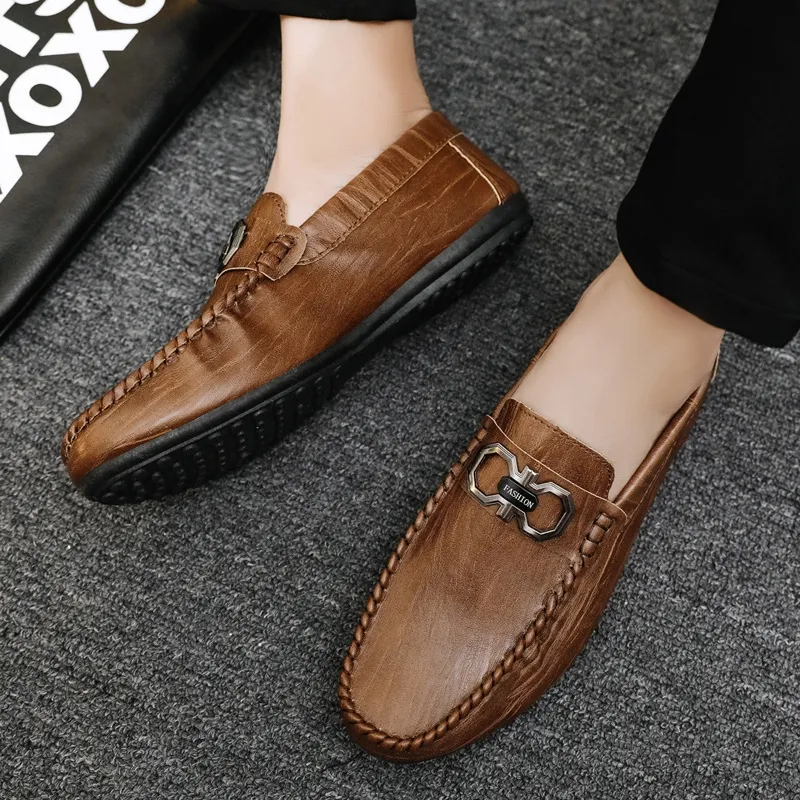 Mens Casual Leather Loafers: Breathable Fashion Slip-On Driving