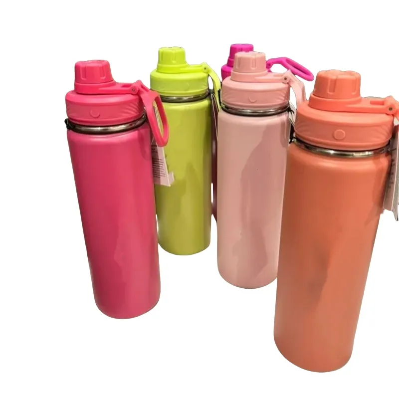 L&Ul Yoga Fitness Bottles Vacuum Water Bottle Simple Pure Color Straws ... - Yoga Water Bottles