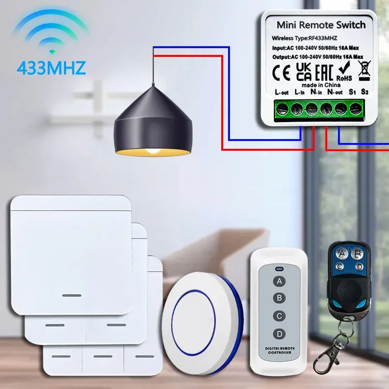 Smart RF433 relay and switches Module with 4 Key Remote for LED Lamp ...