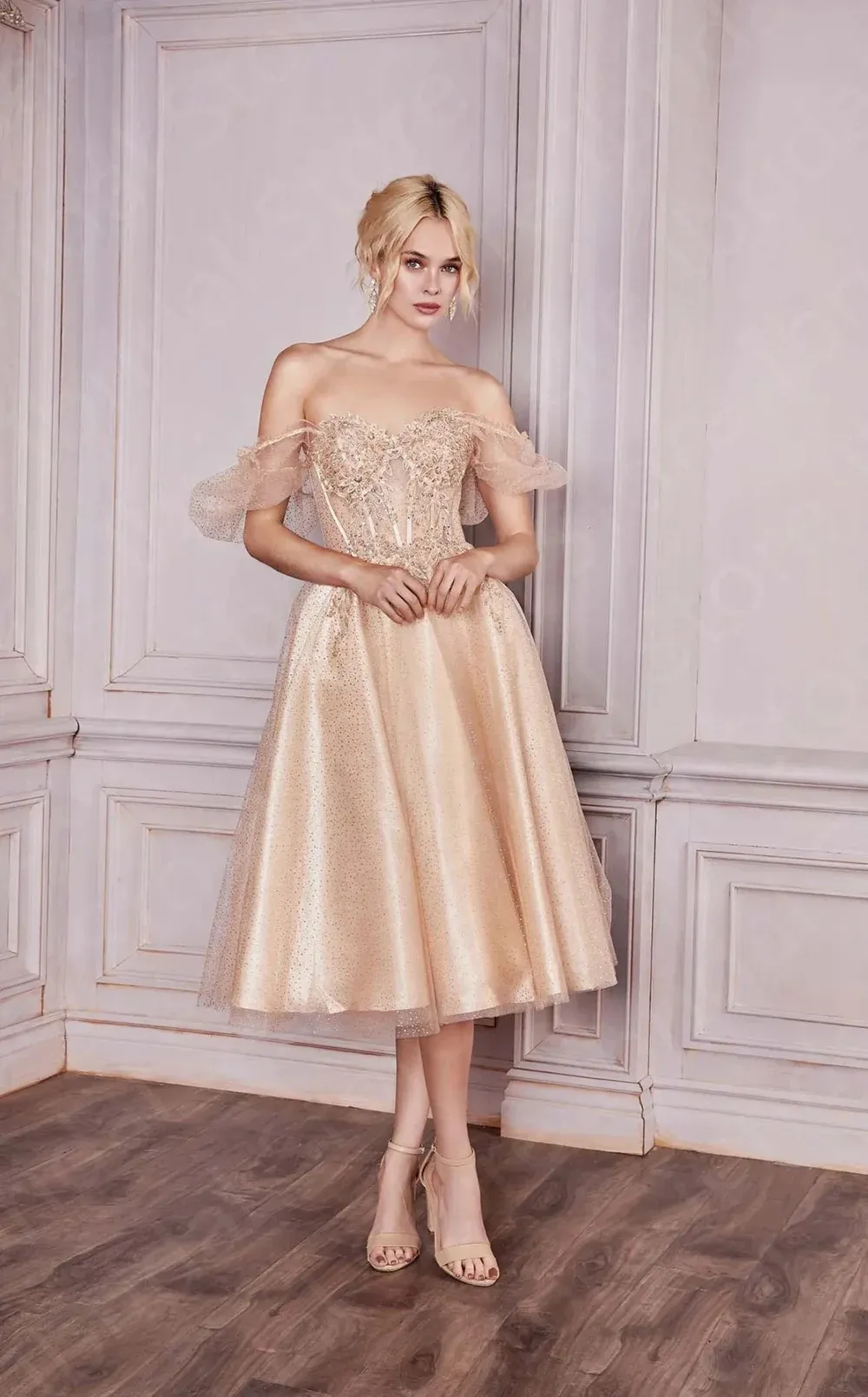 cocktail dress rose gold Rose Gold Sequin Short Dress With Dolman Sleeves main image 1