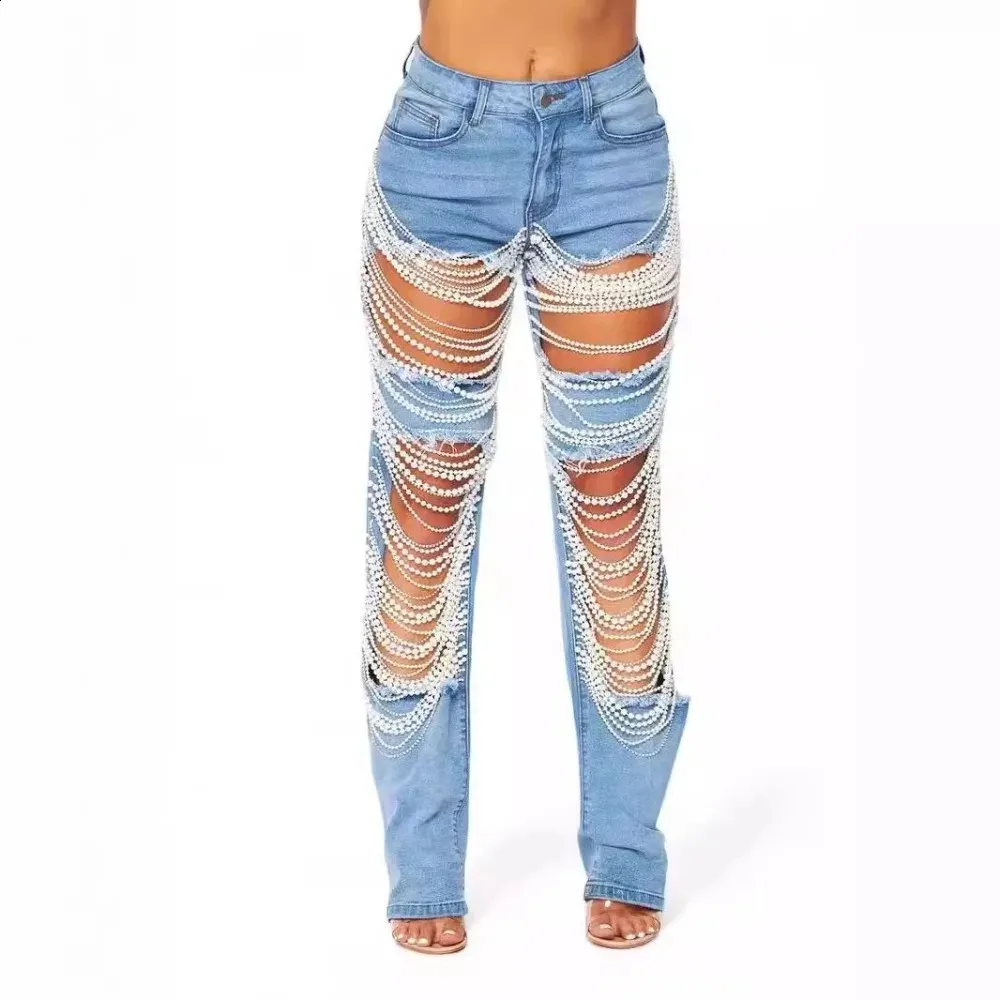 Womens Jeans Big Hole Distressed Jeans Save Big On Bulk Women - Main Image