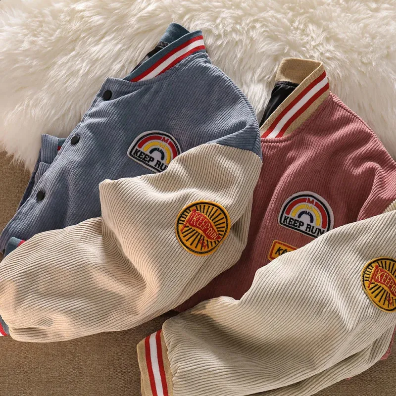 Mens Corduroy Varsity Jacket - Embroidered Letterman Jacket