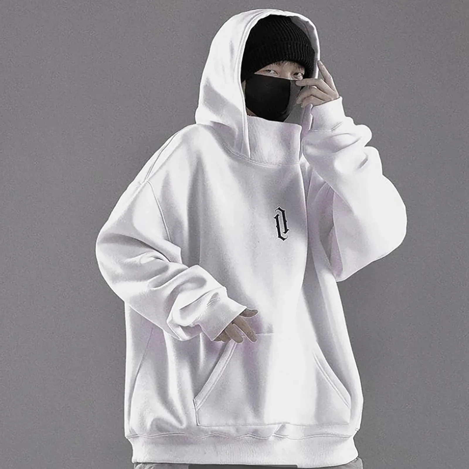Men's High Neck Hip Hop comfort hoodie - Solid Autumn Men's High Neck Hip Hop comfort hoodie - Solid Autumn