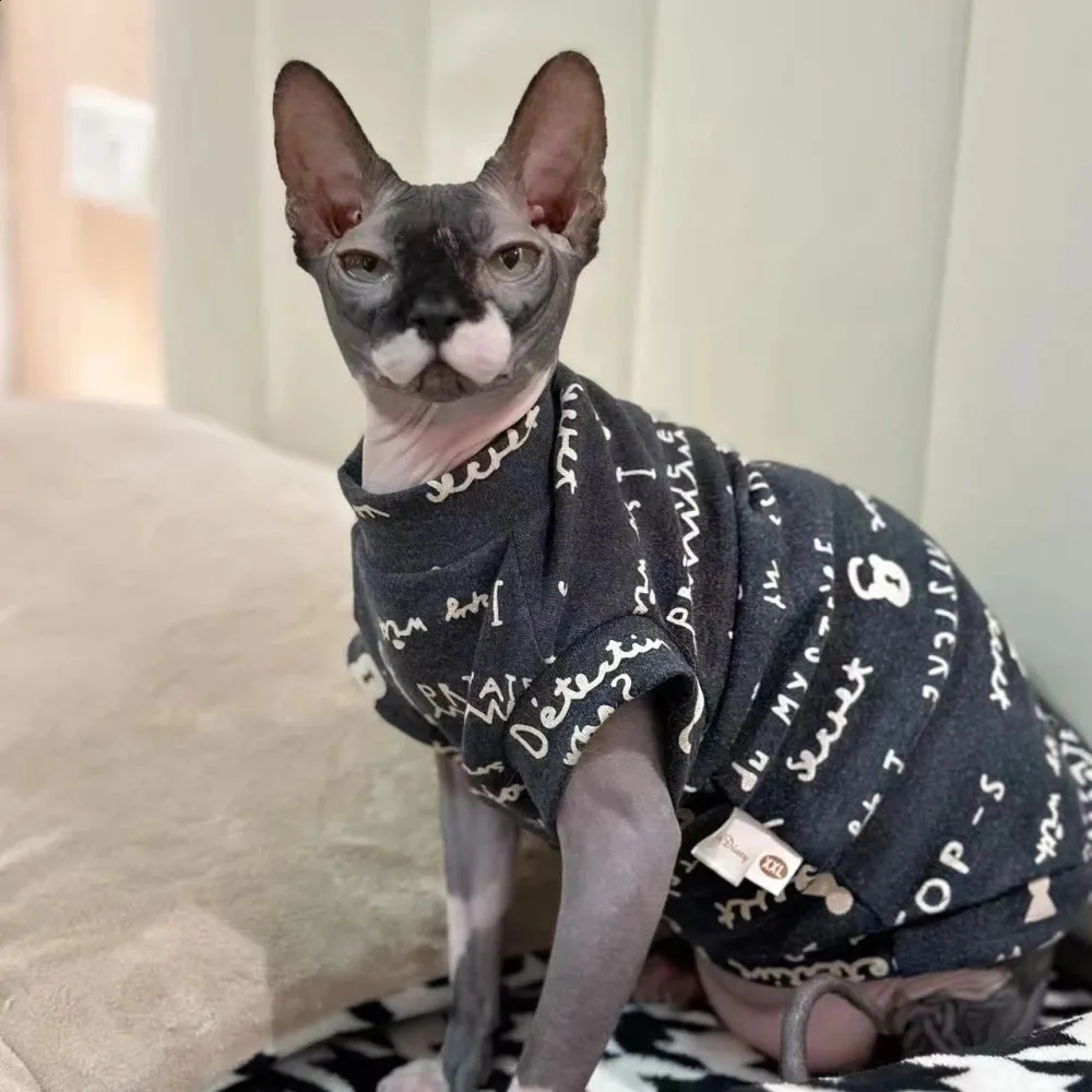 Save Big on Bulk Sphynx Cat Apparel Clothes For Sphynx Cats: Lightweight  Grey Cotton Vest Shirt For Hairless Cats, Short Sleeves, Ideal Kitten And 