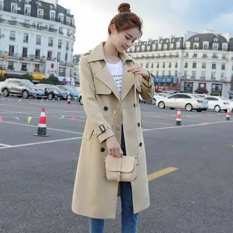 Petite Fashionable Women's Medium-length trench trench coat 