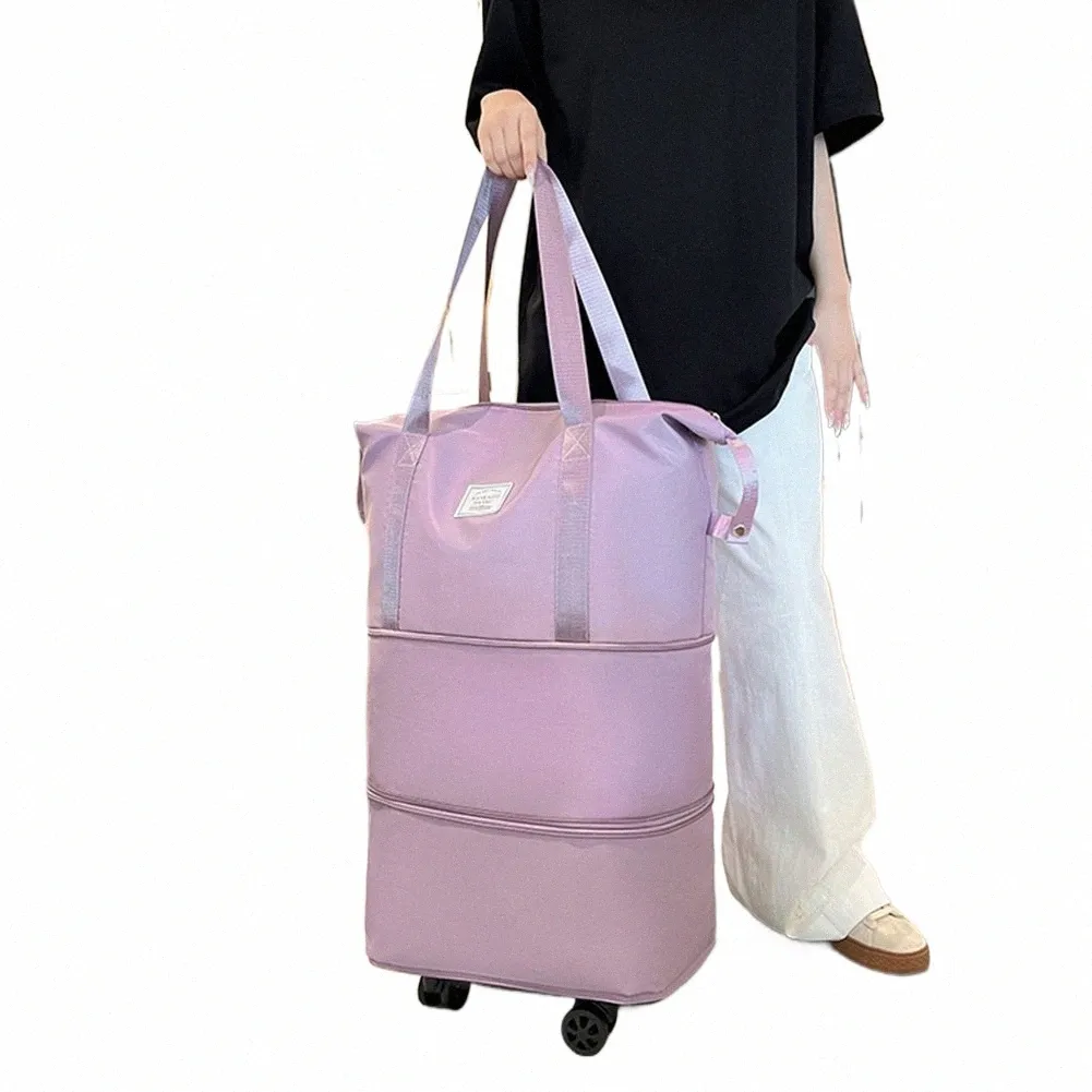 Large Collapsible Rolling Trolley Bag Unisex Travel Luggage with