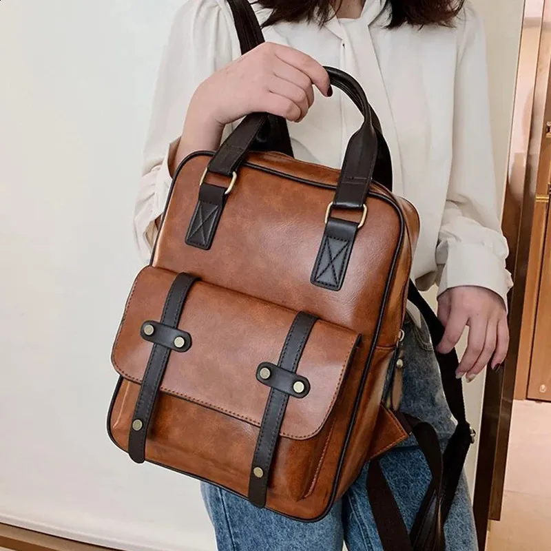 Women Leather Backpack Purse: Chic Faux Leather Backpack  display picture 2