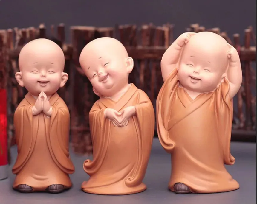 Figurine De Petit Moine En Résine - Décoration Mignonne Et Zen Pour La Maison, Bureau Ou Salon De Thé - 9