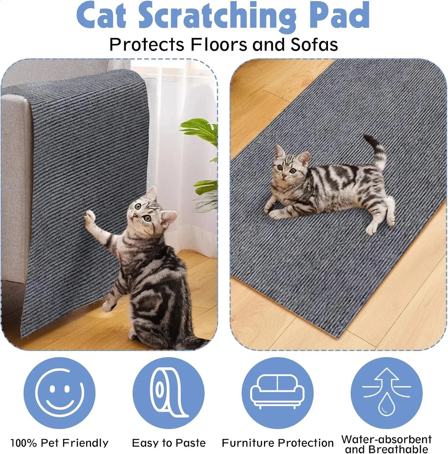 Scratch Protection Mats Best Seller! Trimmable Cat Scratch Protector Mat: Self-Adhesive ...