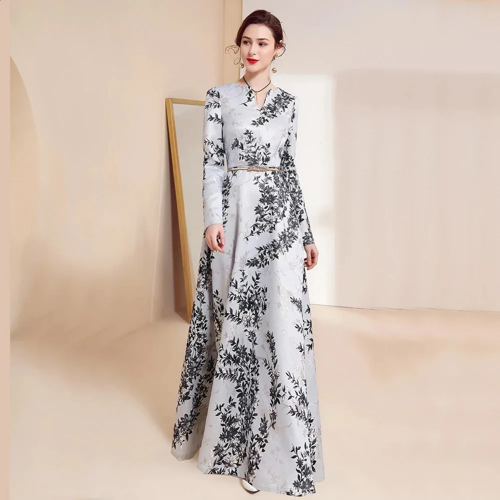 Women Long Sleeve Floor-Length Maxi Dress Pullover Autumn Winter Floral  Jacquard Chiffon S-3XL from Dhgate Basic & Casual Dresses - price 152.37