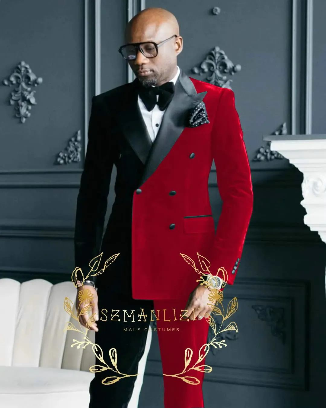 ジャケット Glittered Velvet Double Breasted Blazer 4a031b55-9b2e-470f-86be-