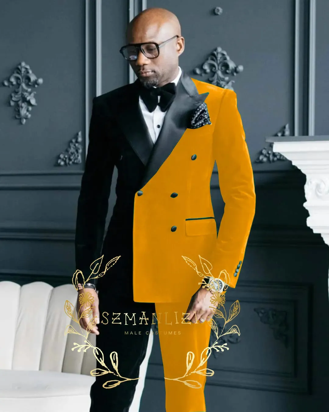 Designer Blazer Mens Double Breasted Velvet Blazer Black Velvet