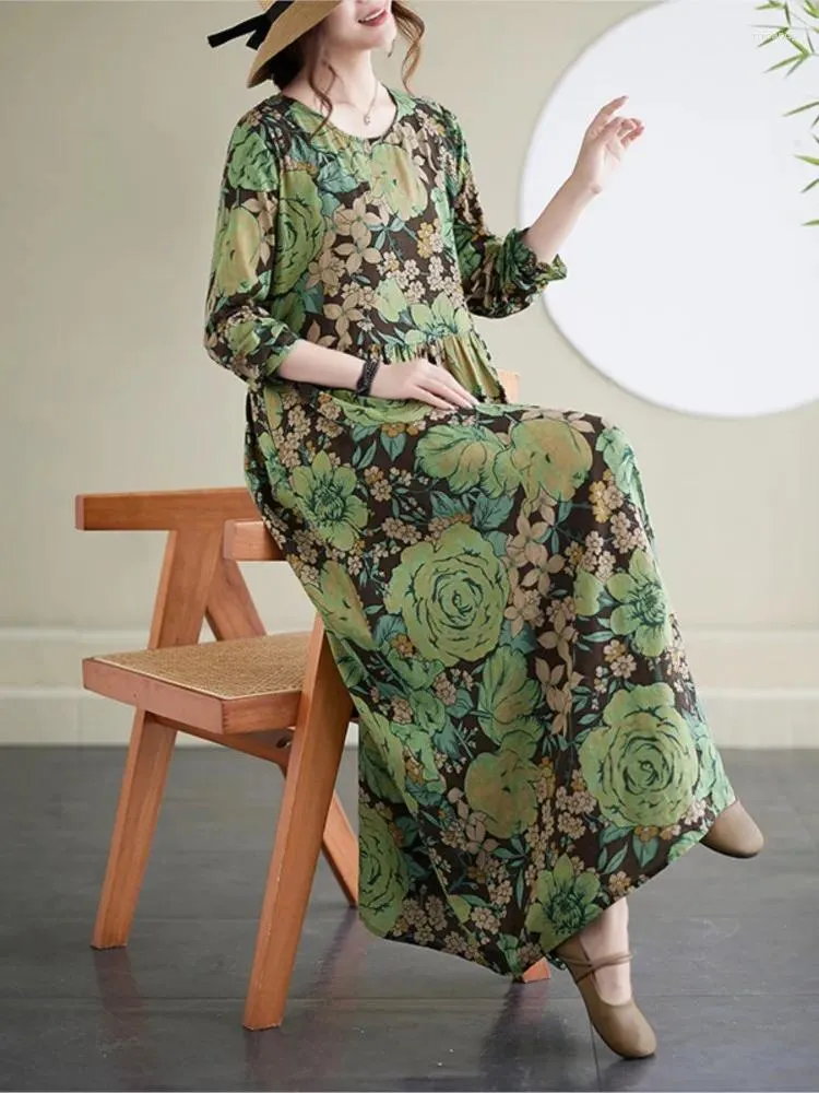 Floral Print A-Line Dress: Ruffle Pleated Loose Fashion for Autumn from  Dhgate Basic & Casual Dresses - price 27.49