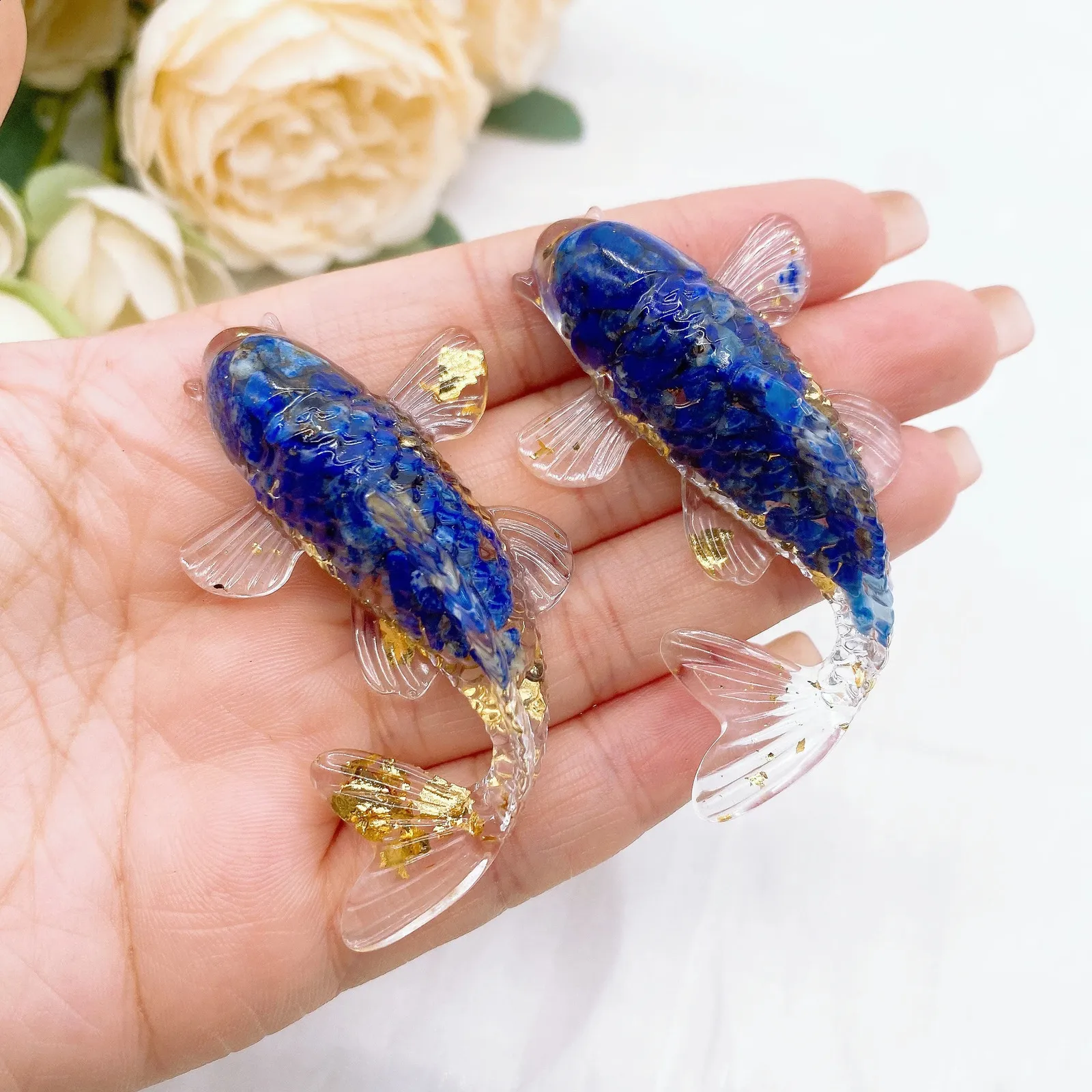 DHgate.com:Natural Crystal Stone Koi Fish Figurine: Resin